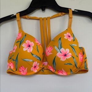 PINK Victoria's Secret Yellow Floral Strappy Bra